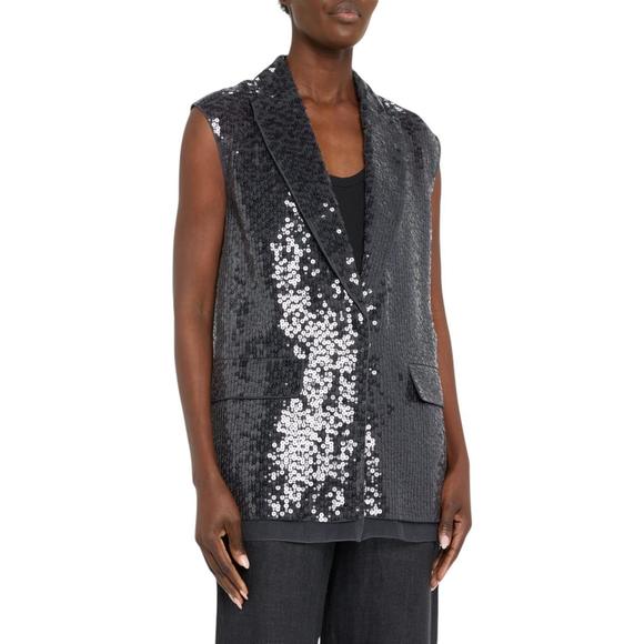 NEW BRUNELLO CUCINELLI paillette vest in volcano - Picture 1 of 3